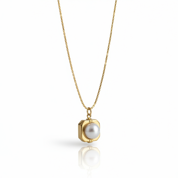 Chic Geometric Pearl Pendant Necklace | Modern Gold Plated Jewelry