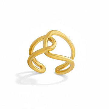 Gold Abstract Ring - Shimmering Intertwined Open Wrap Statement Ring