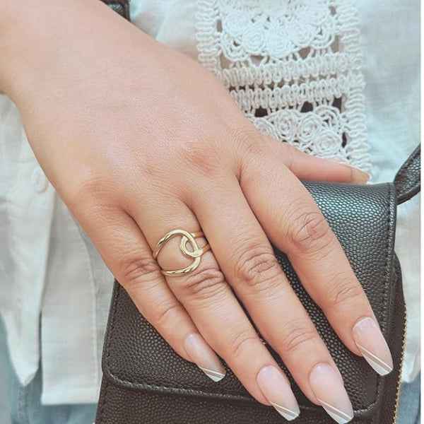 Gold Abstract Ring - Shimmering Intertwined Open Wrap Statement Ring