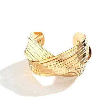 Polished Gold Arrow Bangle Bracelet | Chic Minimalist Bypass Cuff