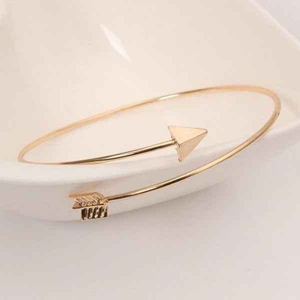 Bold Gold Arrow Bangle | Minimalist Wrap Around Jewelry