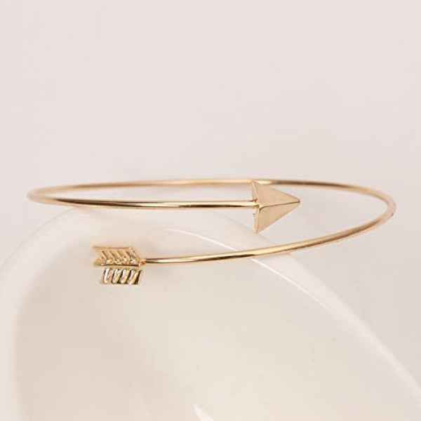 Bold Gold Arrow Bangle | Minimalist Wrap Around Jewelry