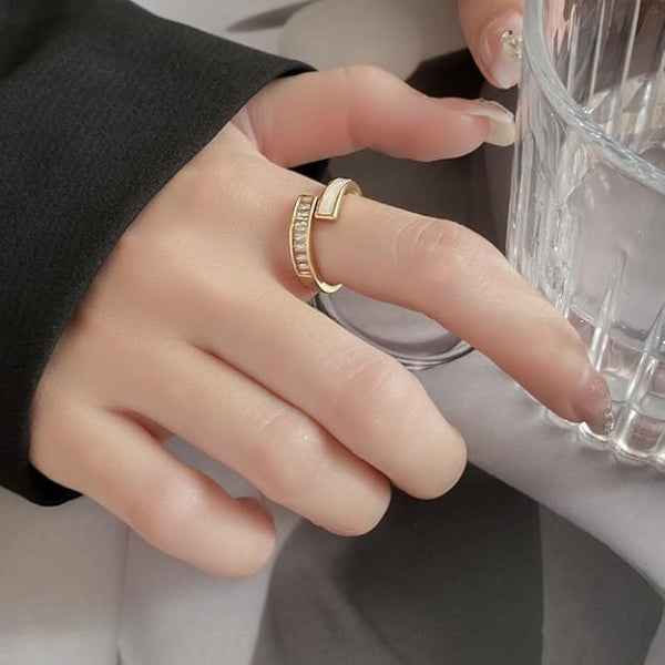 Radiant Gold Baguette Ring - Bold Bypass Band Statement Finger Ring