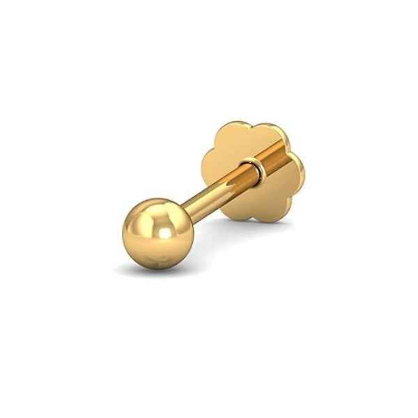 Gold Ball Nose Pin - Sparkling 14K Tone Stud Nose Pin for Women