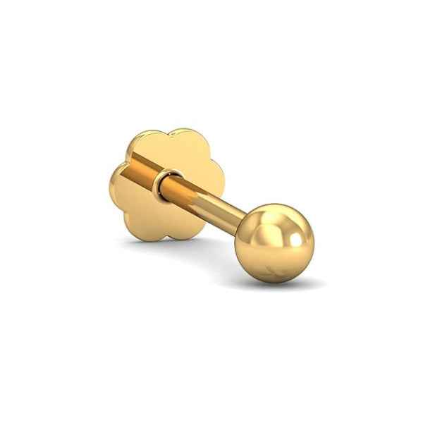 Gold Ball Nose Pin - Sparkling 14K Tone Stud Nose Pin for Women