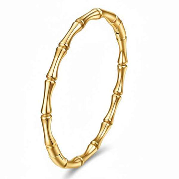 Luxurious Gold Bamboo Bangle Bracelet | Polished Jointed Cuff Jewelry
