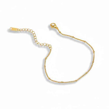 Gold Beaded Anklet - Dainty Satellite Chain Foot Jewelry for Women