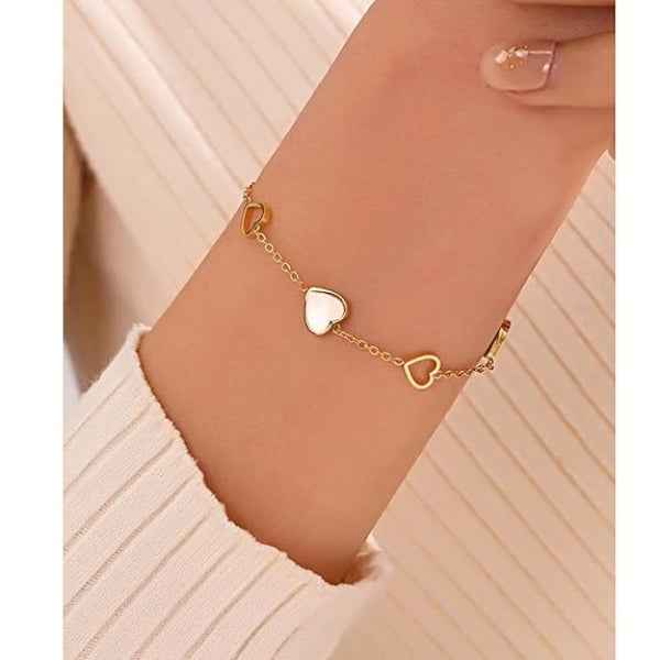 Stunning Gold Heart Charm Bracelet | Chic Black & White Jewelry