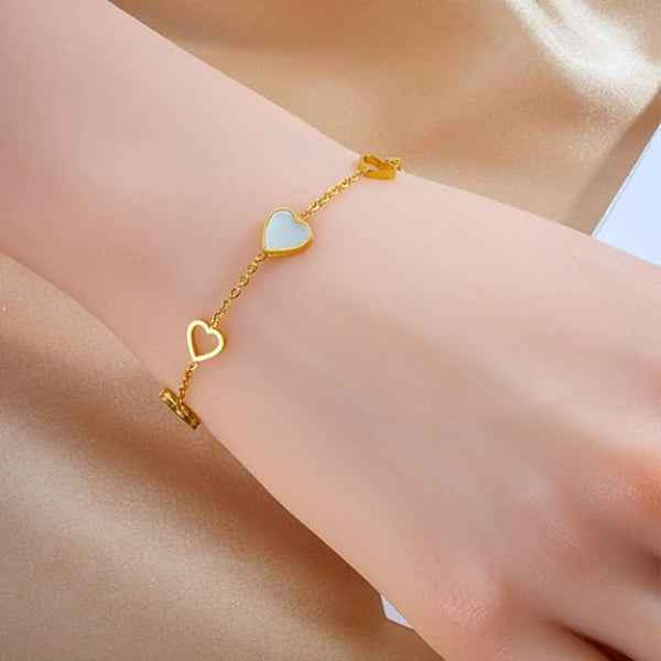 Stunning Gold Heart Charm Bracelet | Chic Black & White Jewelry