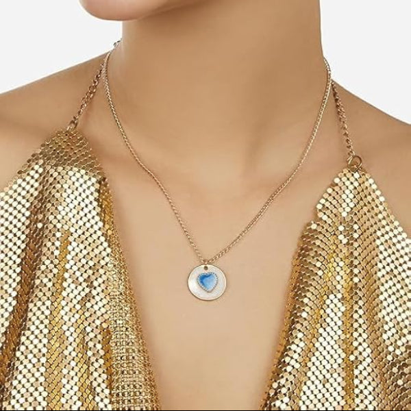 Gold Blue Heart Pendant Necklace | Dainty & Chic Everyday - LA Miraya