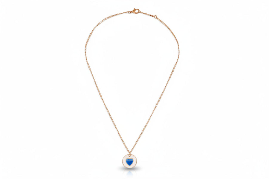Gold Plated Blue Heart Pendant Necklace | Dainty & Chic Everyday