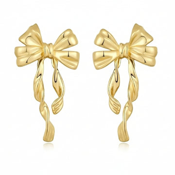 Gold Bow Earrings | Dainty Ribbon Studs 14K Gold Plated Coquette Gift