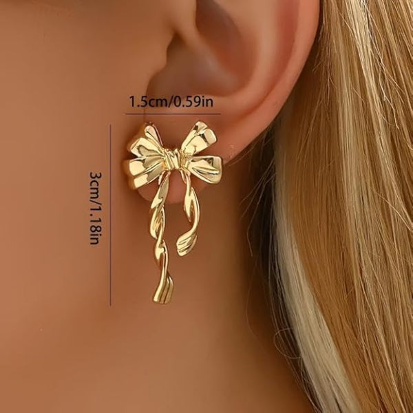 Gold Bow Earrings | Dainty Ribbon Studs 14K Gold Plated Coquette Gift