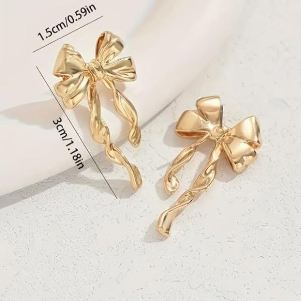 Gold Bow Earrings | Dainty Ribbon Studs 14K Gold Plated Coquette Gift