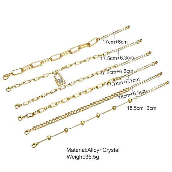Stunning Gold Bracelet Layered Set | Chic Butterfly Lock Charm Jewelry