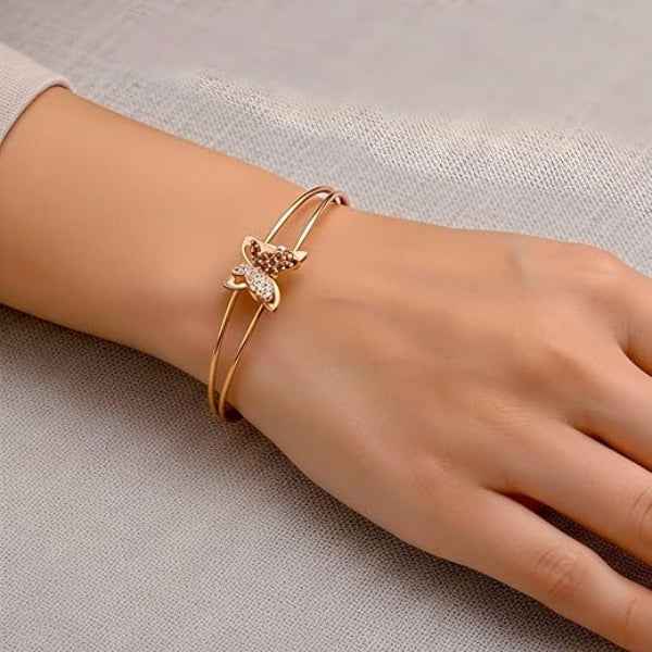 Gold Butterfly Bangle - Adjustable Cuff Bracelet & Dainty Jewelry