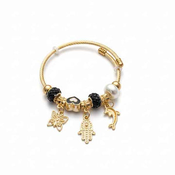 Gold Butterfly Charm Bracelet - Premium Hamsa Hand & Dolphin Jewelry
