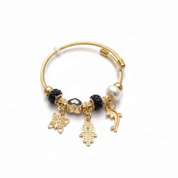 Gold Butterfly Charm Bracelet - Premium Hamsa Hand & Dolphin Jewelry