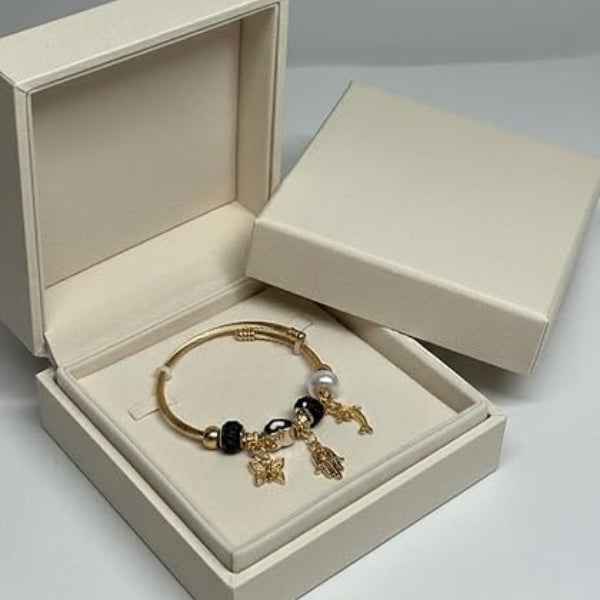 Gold Butterfly Charm Bracelet - Premium Hamsa Hand & Dolphin Jewelry