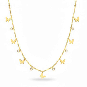 Gold Butterfly Necklace - Dainty Choker Jewelry with Butterfly Charms