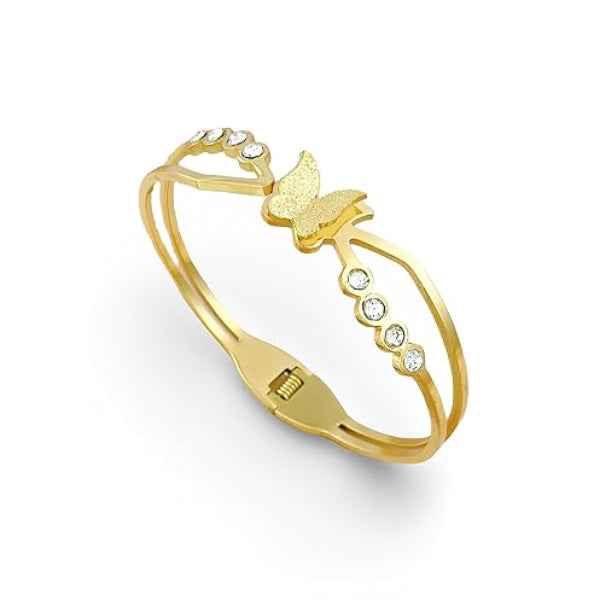 Gold Butterfly Crystal Bangle: Dainty Sparkly Statement Bracelet