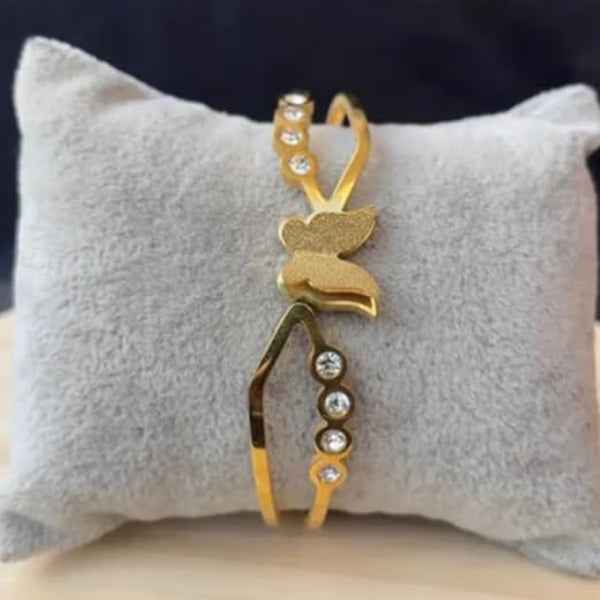 Gold Butterfly Crystal Bangle: Dainty Sparkly Statement Bracelet