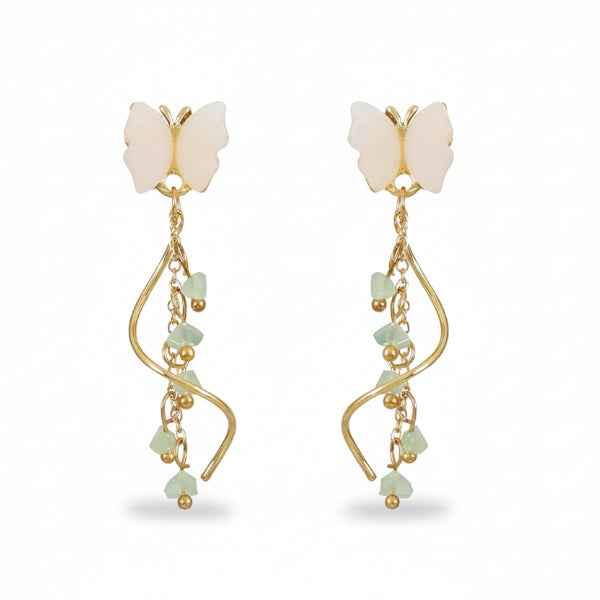 Gold Butterfly Dangle Earrings | Dainty Long Tassel Drop Jewelry Gift