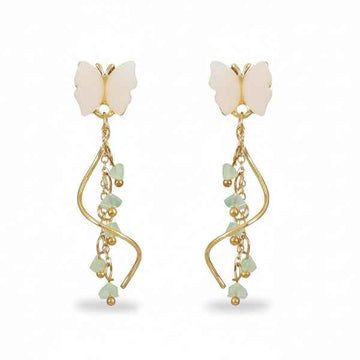 Gold Butterfly Dangle Earrings | Dainty Long Tassel Drop Jewelry Gift