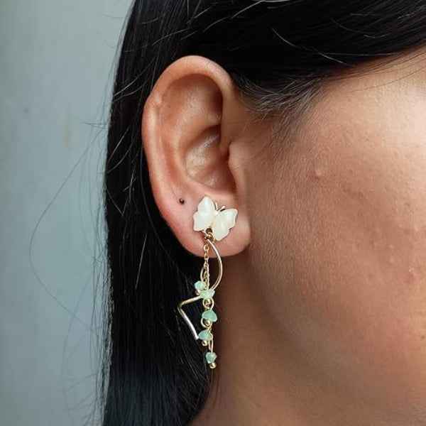 Gold Butterfly Dangle Earrings | Dainty Long Tassel Drop Jewelry Gift