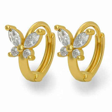 Gold Butterfly Huggies - Shimmering Anti Tarnish Crystal Hoop Jewelry