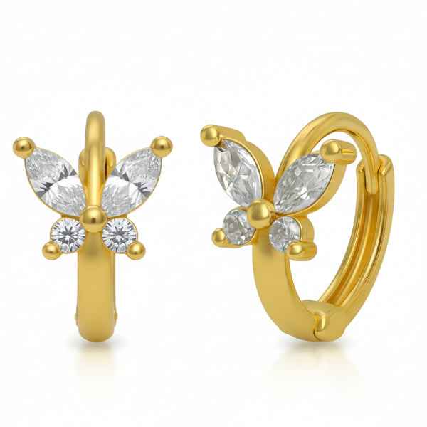 Gold Butterfly Huggies - Shimmering Anti Tarnish Crystal Hoop Jewelry