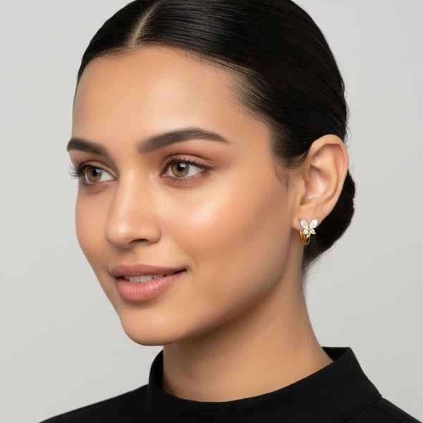 Gold Butterfly Huggies - Shimmering Anti Tarnish Crystal Hoop Jewelry