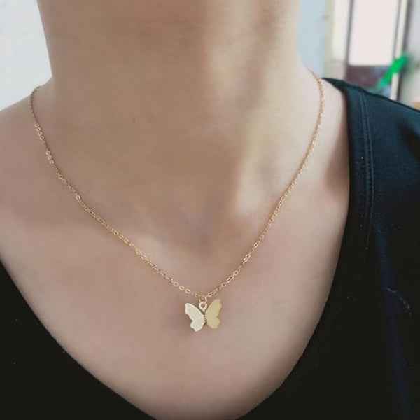 Gold Butterfly Necklace | Dainty Butterfly Pendant Charm Jewelry