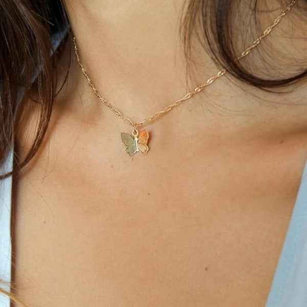 Gold Butterfly Necklace | Dainty Butterfly Pendant Charm Jewelry