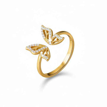 Radiant Gold Butterfly Ring - Shimmering Marquise Crystal Finger Ring
