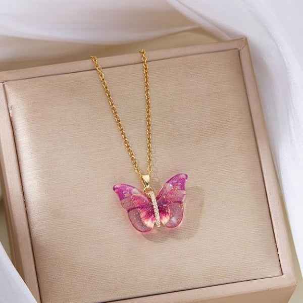 Stunning Gold Chain Butterfly Pendant Necklace | Luxury Jewelry Gift
