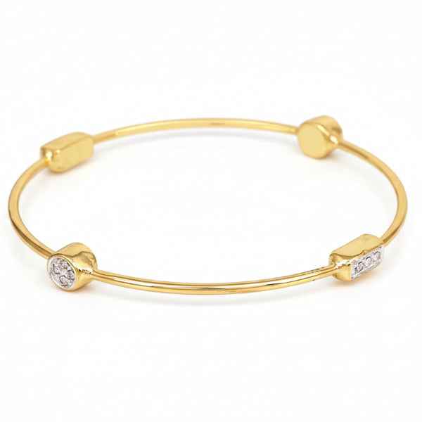 Gold Charm Bangle: Dainty 18K Plated Crystal Station Bracelet for Her