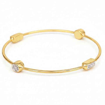 Gold Charm Bangle: Dainty 18K Plated Crystal Station Bracelet for Her