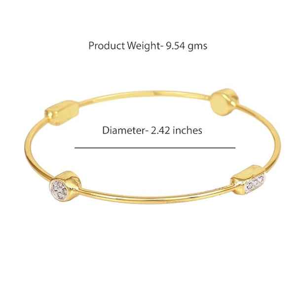 Gold Charm Bangle: Dainty 18K Plated Crystal Station Bracelet for Her