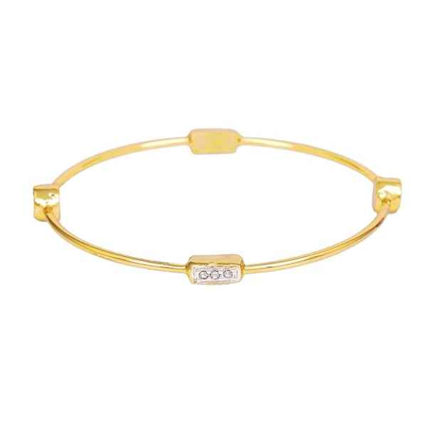 Gold Charm Bangle: Dainty 18K Plated Crystal Station Bracelet for Her