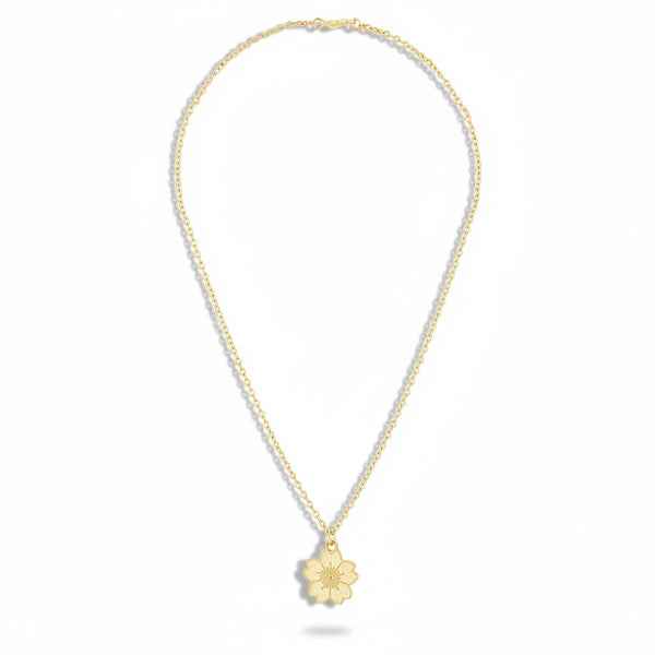 Dainty Gold Cherry Blossom Necklace | Delicate Flower Pendant Gift