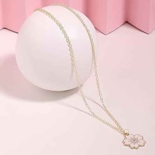 Dainty Gold Cherry Blossom Necklace | Delicate Flower Pendant Gift