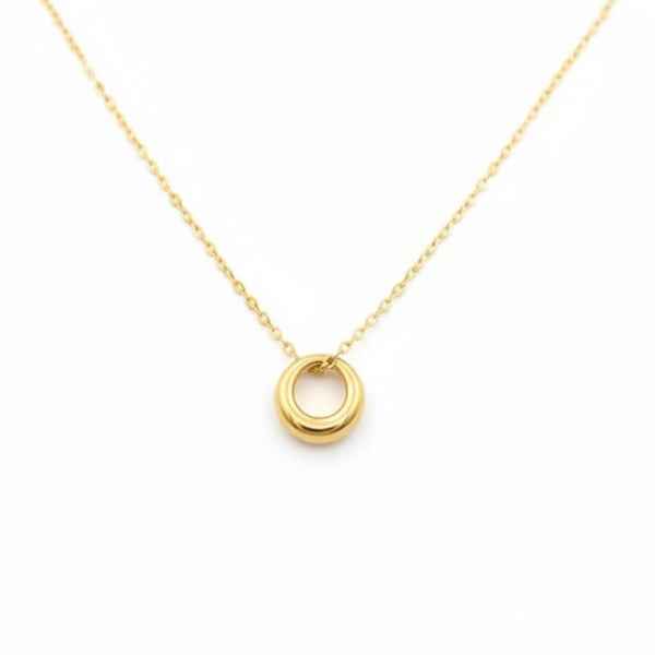 Gold Circle Necklace: Minimalist Karma Pendant Jewelry for Her
