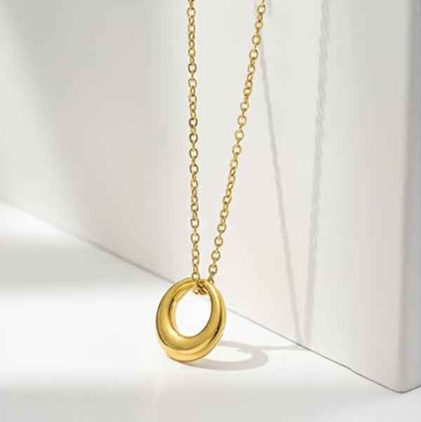 Gold Circle Necklace: Minimalist Karma Pendant Jewelry for Her