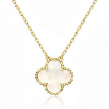 Gold Clover Mother of Pearl Necklace | Dainty Luck Charm