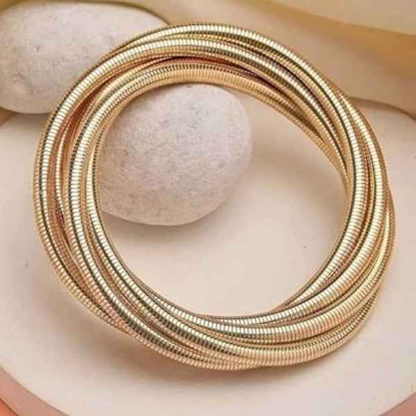 Gold Cobra Bracelet: Layered Minimalist Snake Chain Bangle for Women