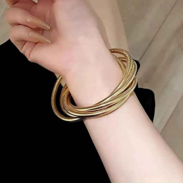 Gold Cobra Bracelet: Layered Minimalist Snake Chain Bangle for Women