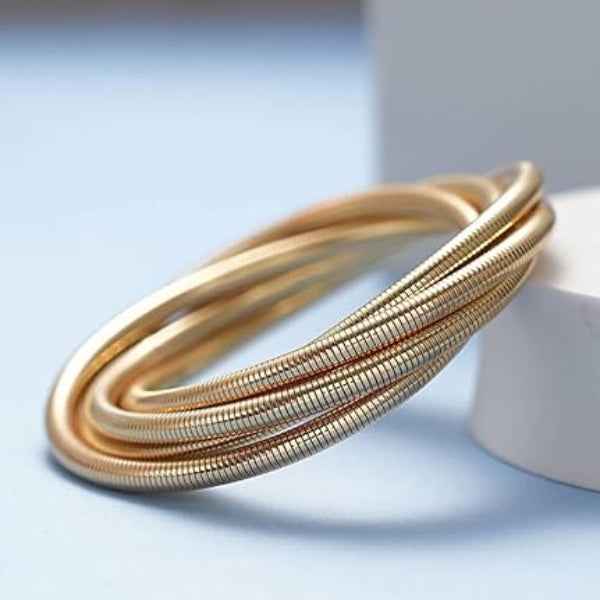 Gold Cobra Bracelet: Layered Minimalist Snake Chain Bangle for Women