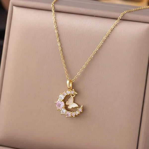 Sophisticated Gold Crescent Moon Necklace | Radiant Butterfly Jewelry