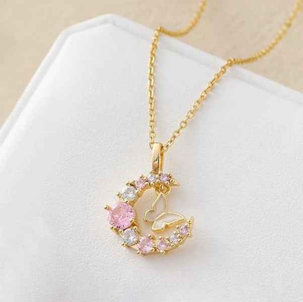 Sophisticated Gold Crescent Moon Necklace | Radiant Butterfly Jewelry